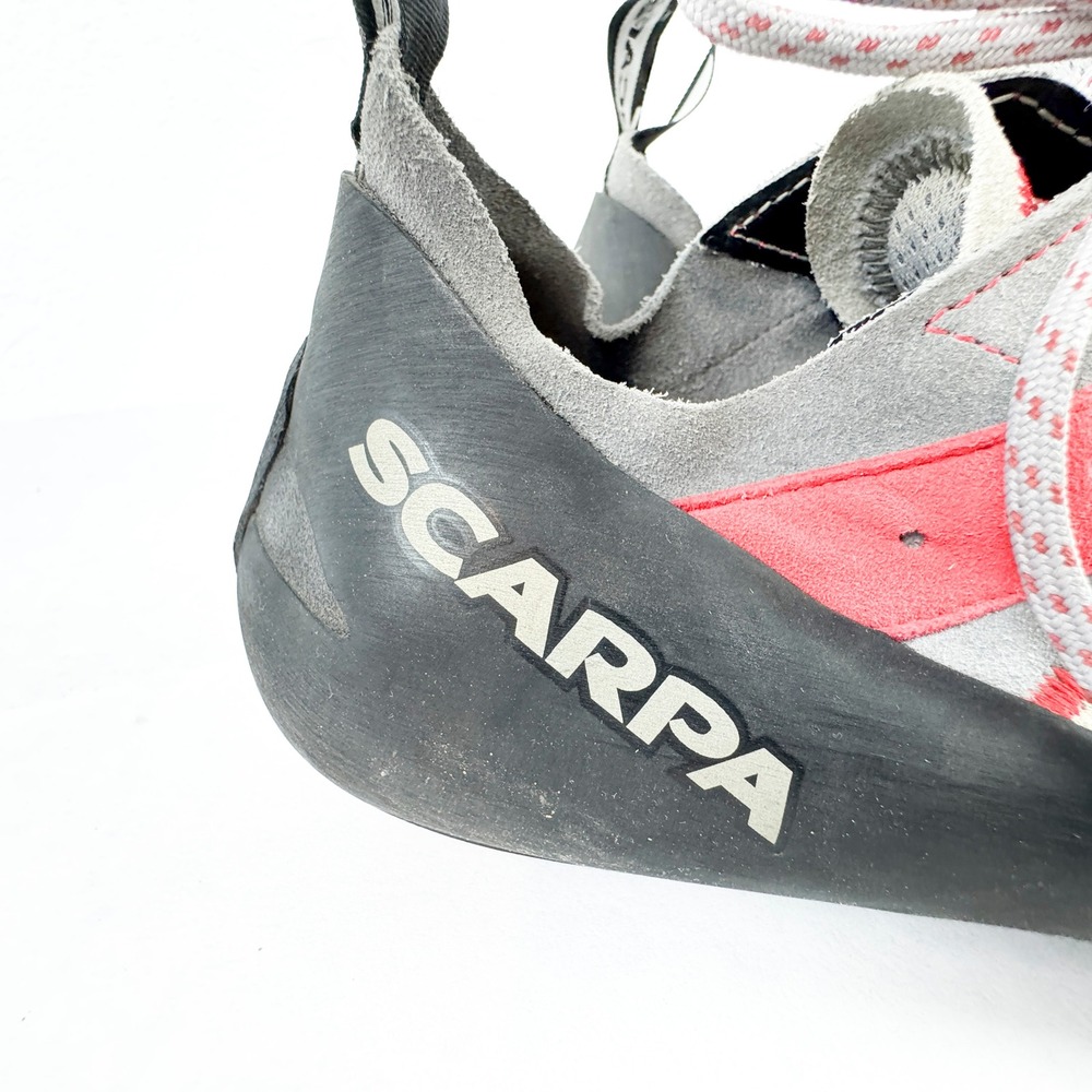 Scarpa Helix Climbing Shoes Mens 46.5 Grey Red Suede  Vibram Rock Climbing - Picture 3 of 8